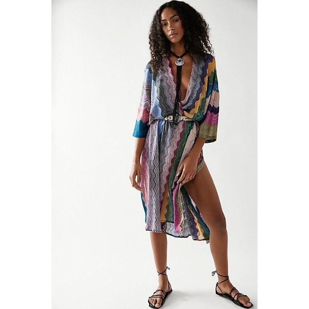 New Free People Cairo Shimmer Kimono One Size